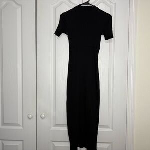 Zara Black Bodycon Mock Neck Dress